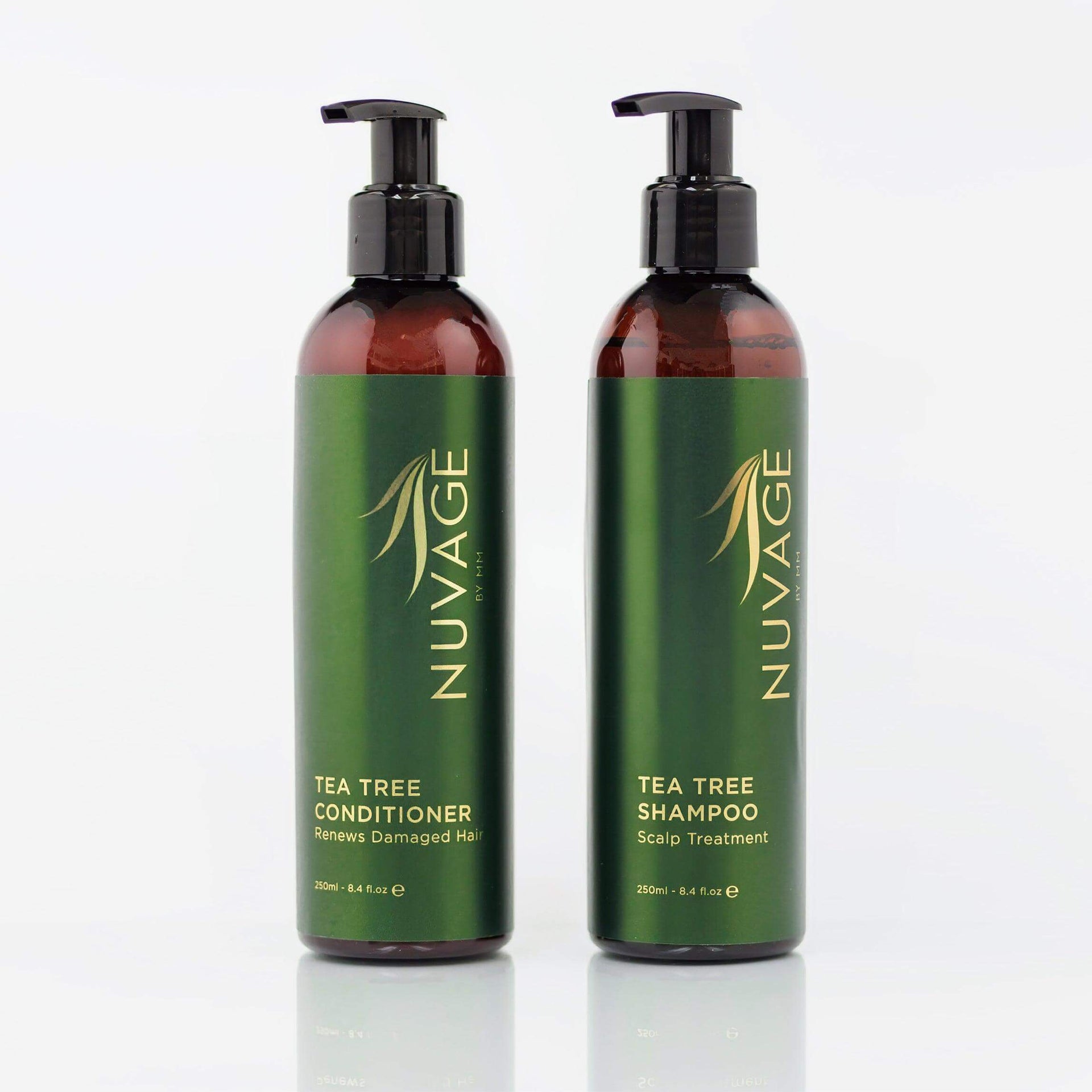 Tea Tree Shampoo&Conditioner 500ml set featuring a shampoo and conditioner for refreshing hair and scalp.