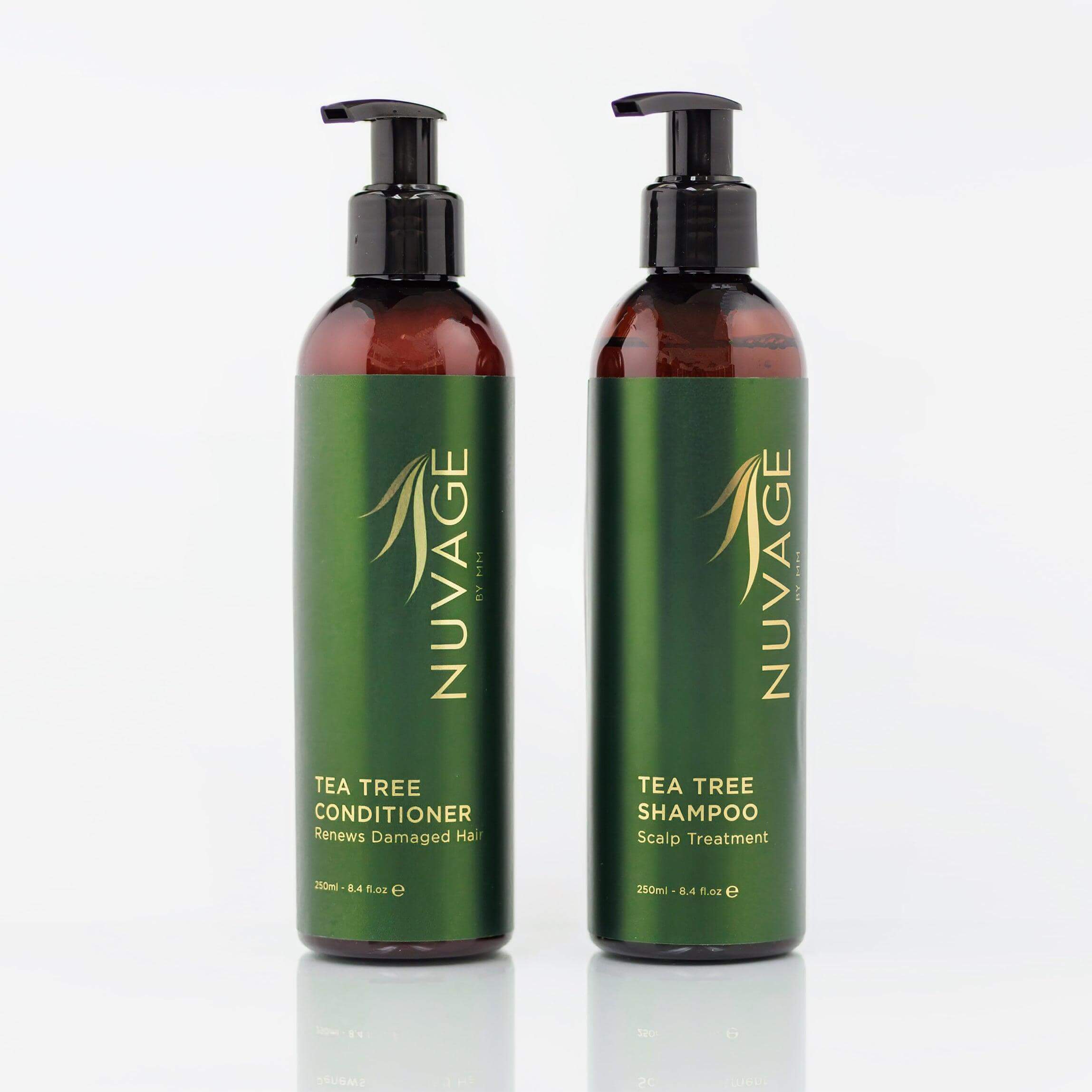 Tea Tree Shampoo&Conditioner 500ml set featuring a shampoo and conditioner for refreshing hair and scalp.